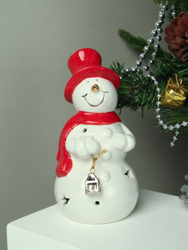 Фигурка Снеговик с подсветкой новогодний 15 см / FP23603 /уп 48/LED