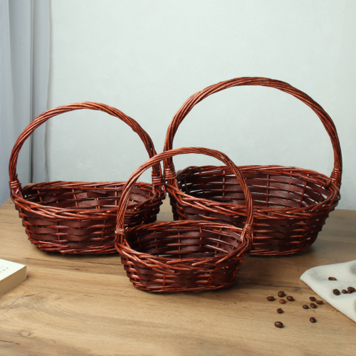 Корзина плетеная 3 штуки набор 32х24х10/26х20х9/20х14х7 см / S/3 22-41 /уп 40/овал