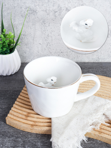 Кружка 400 мл Лошадь 14 см / B5477 /уп 48/Символ года 2026/ костяной фарфор