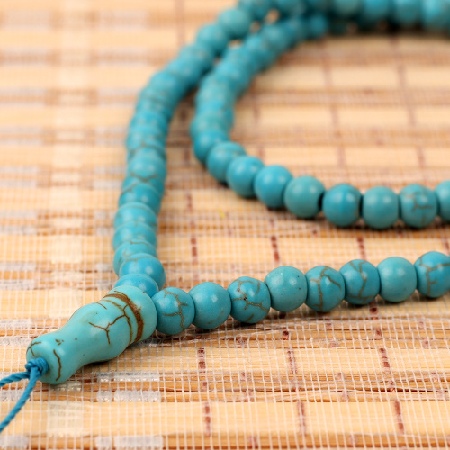 Четки мусульманские 99 бусины 6мм бирюзовые / MА57 /уп 10/600/АКЦИЯ