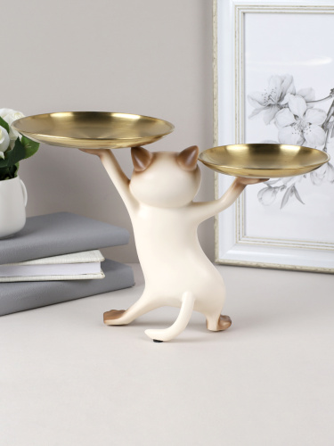 Статуэтка Кошка 25 см / XY603-1 /уп 8/бежевая