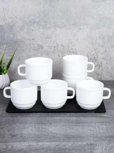 Кружка 6 штук 250 мл форма Офис штабелируемая / FB250 (white) /уп 12/