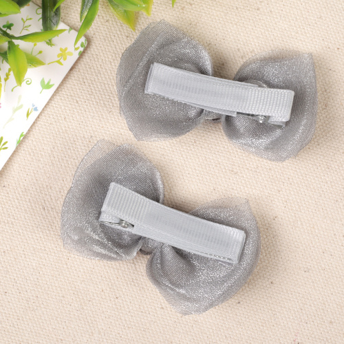 Бант-зажим для волос набор 2 штуки / YIW-20 /уп 1/светло-серый