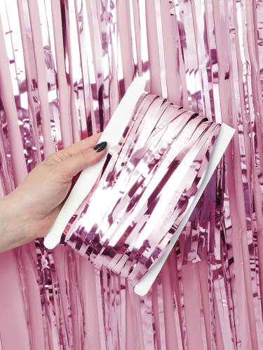 Дождь занавес 100x200 см светло розовый / NGA-19 /уп 10/300/для фотозоны на клейкой ленте