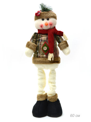 Новогоднее украшение Снеговик на телескопических ножках 38-43 см / Е150 /уп 60/