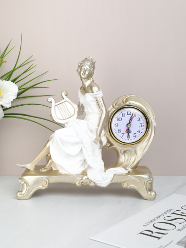 Часы статуэтка Дама с арфой 27х11х30 см / 28-679 /уп 12/
