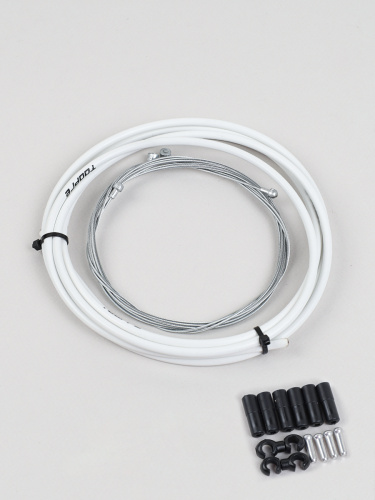 Комплект оплетки и тросов велосипеда на тормоза. 1 Оплетка/2 троса/наконечники/зажимы. TOOPRE SCS-002. белый /уп 100/