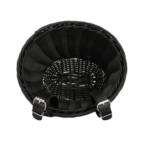 Корзина для велосипеда пластиковая плетеная черная. / QY-CL-046 / уп 50