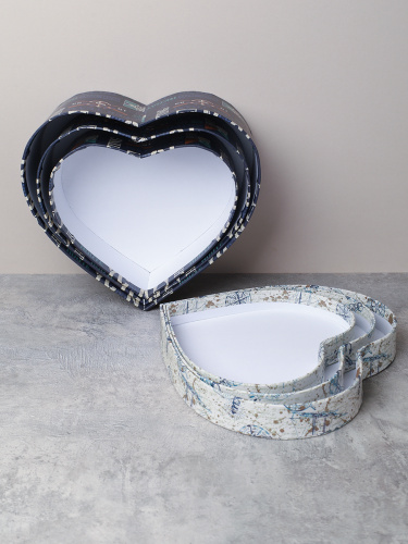 Коробка подарочная 3 штуки Сердце / 1158 /уп 24/16*18.3*7/18*20.3*8/20*22.3*9cm