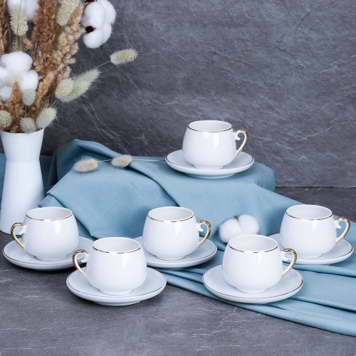 Кофейный набор 12 предметов 100 мл Белый / CF/12-FY196004 (уп 12) Золото