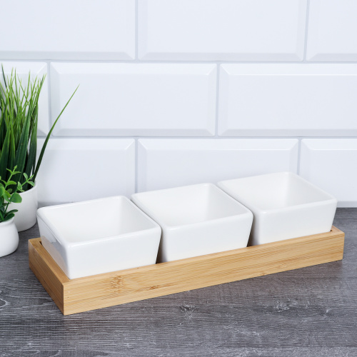 Менажница 3 предмета 220 мл / KT010 /уп 24/ на подставке