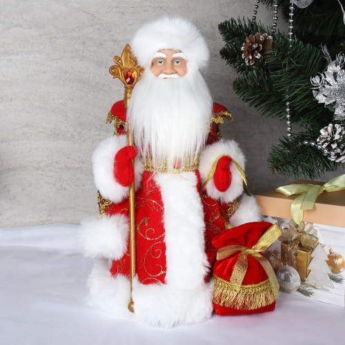 Фигурка Дед Мороз 40 см красный кафтан / 1315-16 /уп 18/ музыкальный