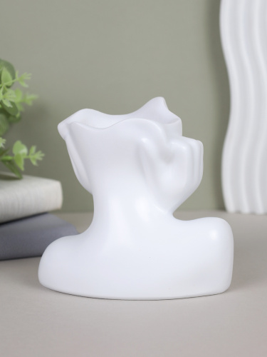 Ваза статуэтка Лицо 13 см / DG-004 /уп 48/белая*