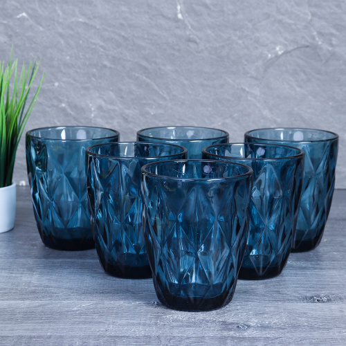 Стакан 6 штук 300 мл низкий / KF-032-3 /уп 8/ синий