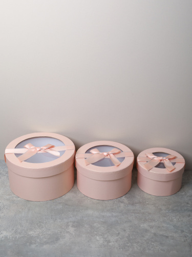 Коробка подарочная 3 штуки 20х20х11 см / 3431-2 /уп 30/розовая