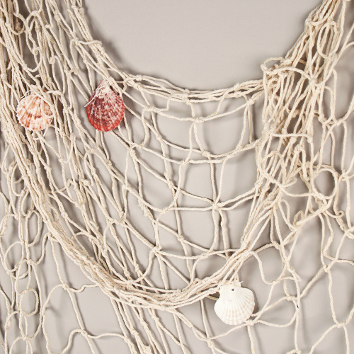 Сеть декоративная 1х2 м белая с ракушками / W726 /уп 100/