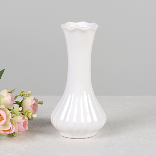 Ваза 18 см / 3165W /уп 6/48/белая