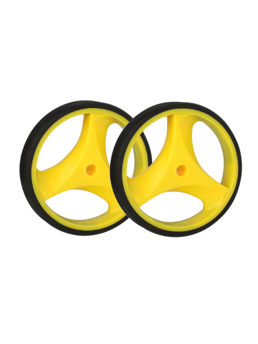 Комплект опорных колес с кронштейнами универсальный 12"-20" пластиковые колеса Желтый 2шт/ HF-007-YE / уп 30