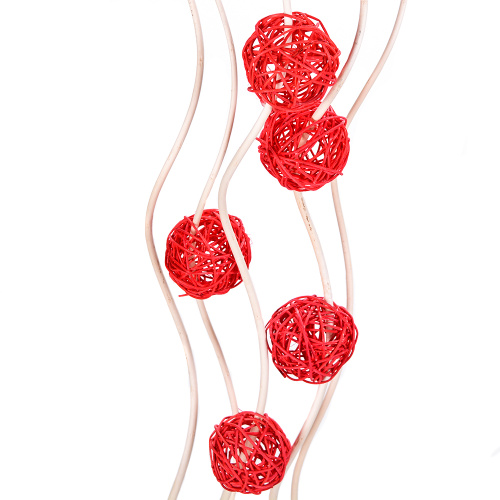 Сухоцвет набор 5 штук 150 см (китте 6 см.10 шт) / 0410-4 /уп 80/ красные шары на белом