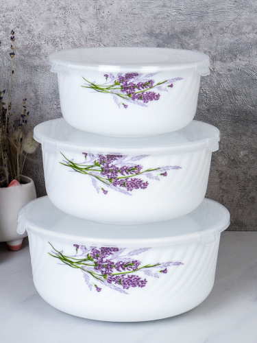 Салатник с крышкой 3 предмета / GRAY-HDW3B (7131-3) /уп 12/ Букет лаванды