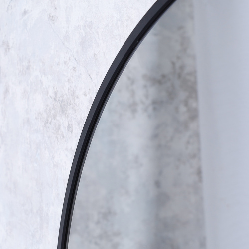 Зеркало круглое в алюминиевой раме настенное 700х700 black / HLQW-AM019001 /уп 1/Небьющееся зеркало