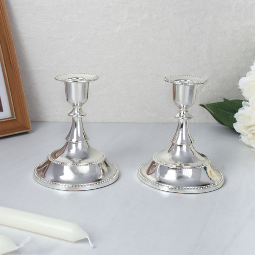 Подсвечник 2 штуки набор серебро 12 см / 101S /уп 30/