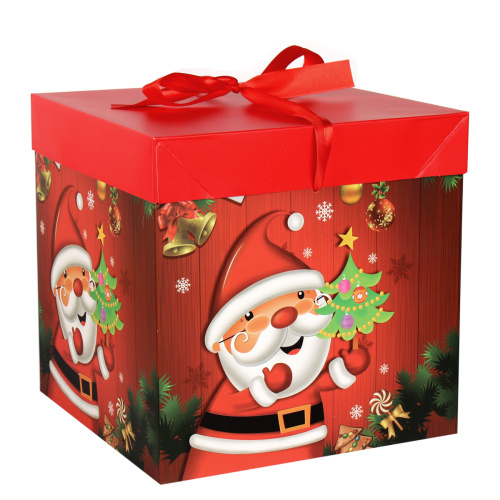 Коробка подарочная 22x22x22 см складная / 126-M /уп 12/480/Новый год