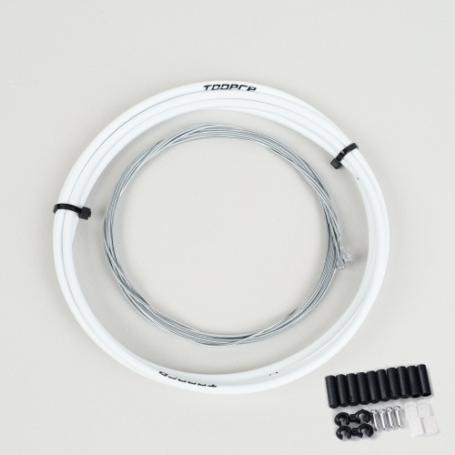 Комплект оплетки и тросов велосипеда на переключение. 1 Оплетка/2 троса/наконечники/зажимы. TOOPRE SCS-001. белый /уп 100/
