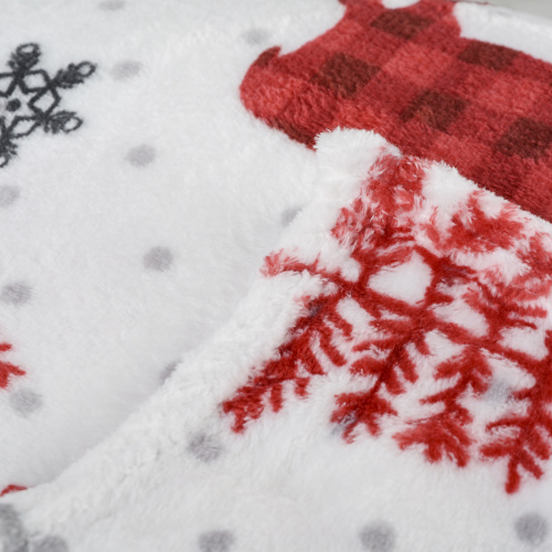 Плед флисовый 150х200 см Белый с Оленями / GP611-2 /уп 20/100/ 696140 новогодний