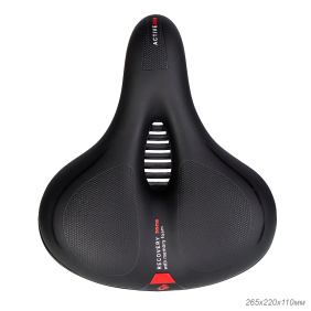 Седло велосипедное комфортное COMIRON TOKYO C012 265x220, Технологии: ED, MEMORY FOAM, Верх: PU с пресс. принтом, Цвет: Чёрный+Красный/ АКЦИЯ /уп 20/