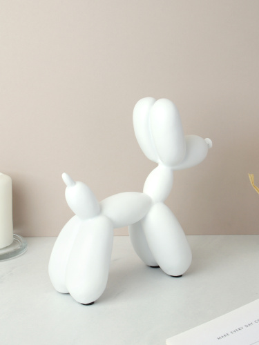 Статуэтка Собака 20х19 см шариковая / A26-Q1923E /уп 18/белая