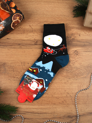 Носки р. 35-40 Новый год  / L826 /уп 10/400/1200/ ОДНА ПАРА/ МАРКА