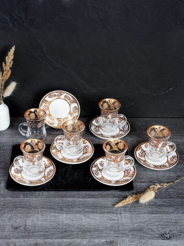 Кофейный набор 12 предметов восточная форма / QZ19 /уп 18/ с золотом