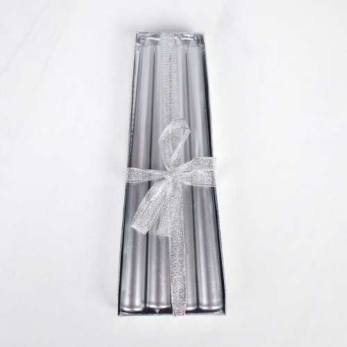 Свеча 4 штуки 20х1,7 см набор / SQ-3027 /уп 144/ серебро / 2 СОРТ ЦАРАПИНЫ