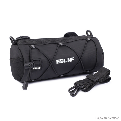 Сумка велосипедная на руль ESLNF корпус на молнии, материал Durable Long-Guard Nylon, крепление velcro, Размер 23.6х10.5х10см, чёрный /уп 60/