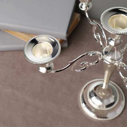 Подсвечник на 5 свечей 25 см серебро / 6305Q /уп 30/