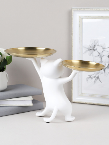 Статуэтка Кошка 25 см / XY603-2 /уп 8/белая