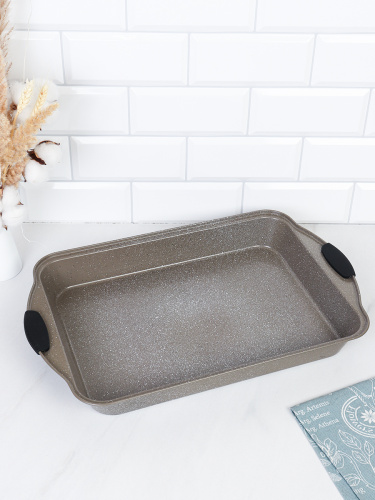 Противень 45х29х5,5 см Мрамор с силиконовыми ручками/ RSD-936 /уп 30/ 0.64/