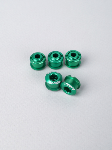 Бонки алюминиевые TOOPRE CN-01 12х12х9.6mm болт + гайка для крепления передних звёзд к системе шатунов. Набор 5 штук. Зеленый