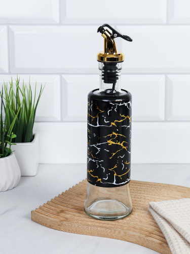 Емкость с дозатором для жидких специй / KL-008 /уп 72/ Черный мрамор