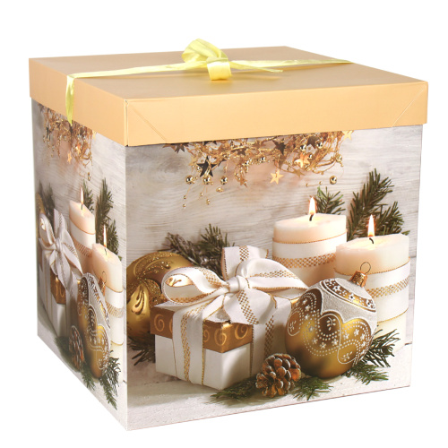 Коробка подарочная 30x30x30 см складная / 125-L /уп 12/180//Новый год