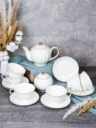 Чайный набор 14 предметов 250 мл на ножке / RS/12-FY-203005 /уп 8/ Отводка золотом