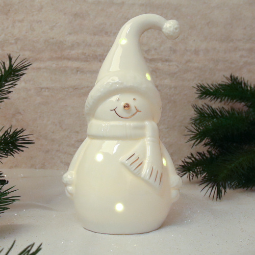 Фигурка Снеговик с подсветкой 17 см новогодний / YZ23650 /уп 64/LED