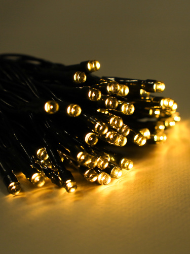 Гирлянда с питанием от солнечных элементов 10 м 100 лампочек 6 режимов / DPM-5560 /уп 100/ теплый белый свет