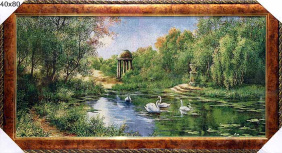 Картина гобелен 40x80 Парк с лебедями М001 /10012-1 /