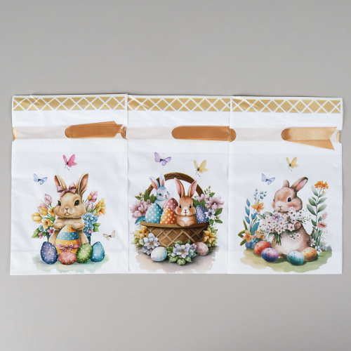 Мешочек подарочный набор 50 штук 15х23 см Кролик / YI1523-15 /уп 30/100/Пасха