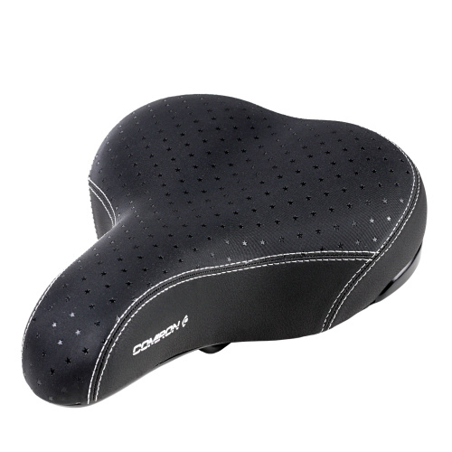Седло велосипедное комфортное COMIRON AMSTERDAM STARS N619 250x185, Технологии: DW, ED, Эластомер, Верх: PU, Цвет: Чёрные звёзды /уп 20/