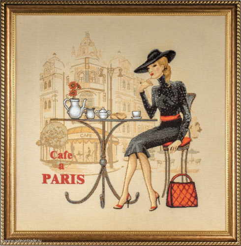 Картина гобелен 48х49 Кафе Париж Блондинка / 10034-2 / иваново 