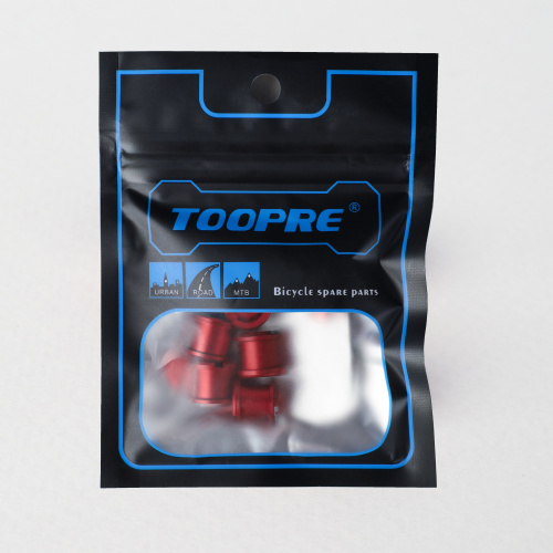 Бонки алюминиевые TOOPRE CN-02 12х12х9.6mm болт + гайка 8.5мм высота для крепления передних звёзд к системе шатунов. Набор 5 штук. Красный