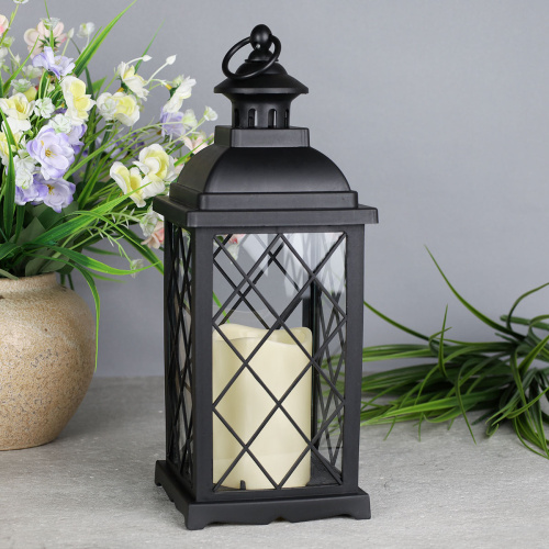 Светильник фонарь настольный Новогодний 33 см черный / YR1411B /уп 24/от батареек